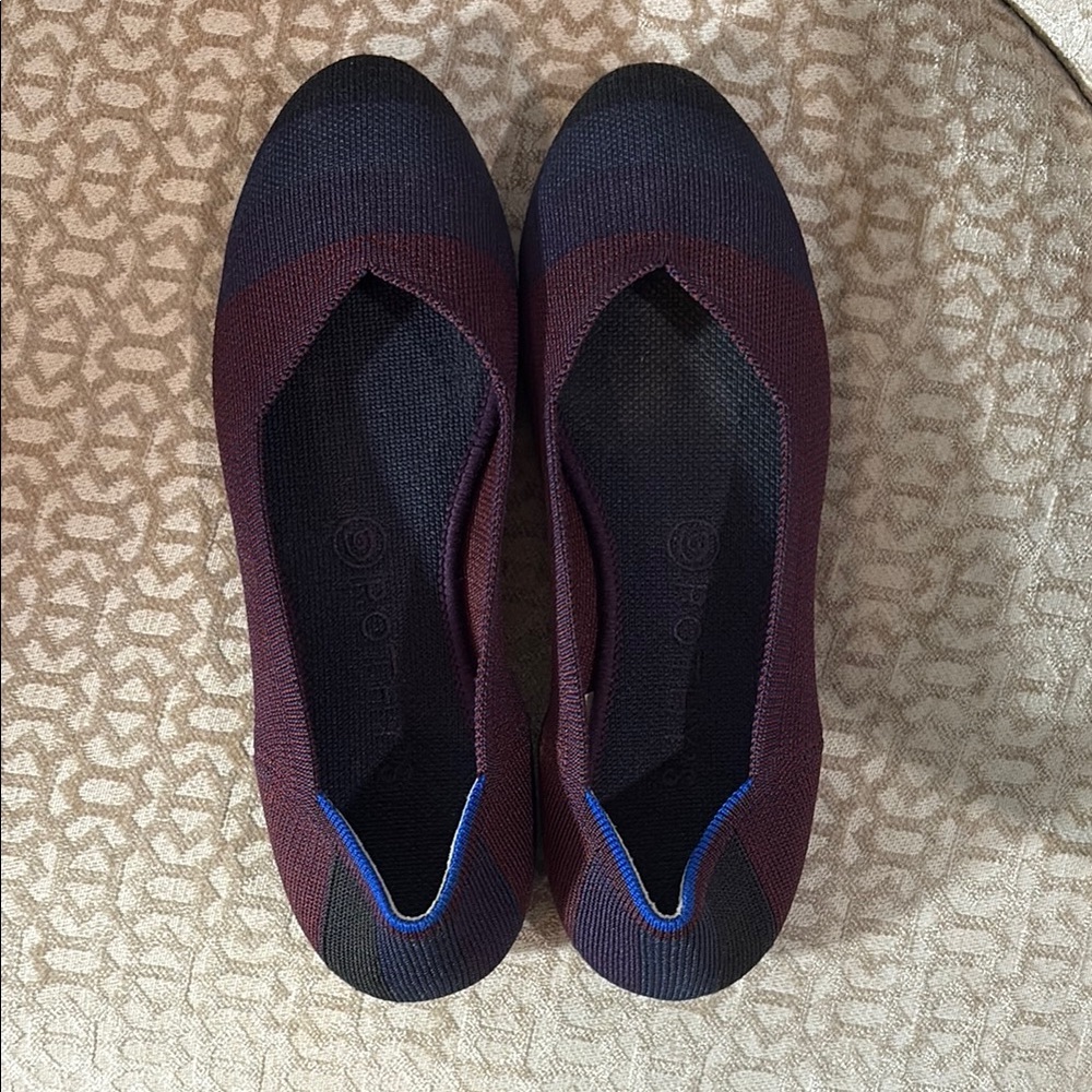 Rothy's Burgundy and Black Knit Flats